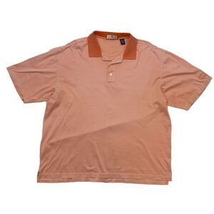 Saddle Creek Golf Shirt Mens XL Extra Large Salmon Striped Soft Pima Cotton Polo